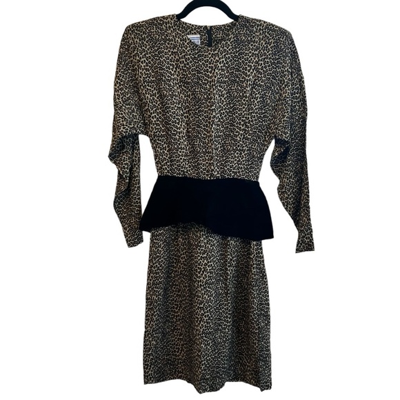 Vintage Samuel Blue Leopard Print Dress Size 6 - Picture 1 of 7